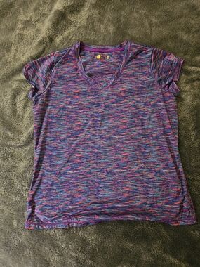 Xersion V-Neck Short Sleeve Active Tee - Purple Multi